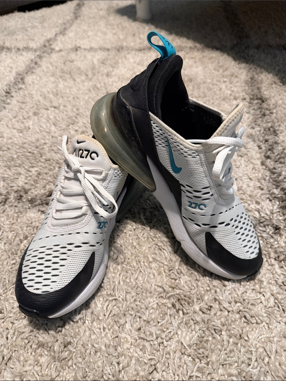 Nike Kids White/Black/Teal Air Max 270 Sneakers